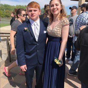navy prom dress and tux